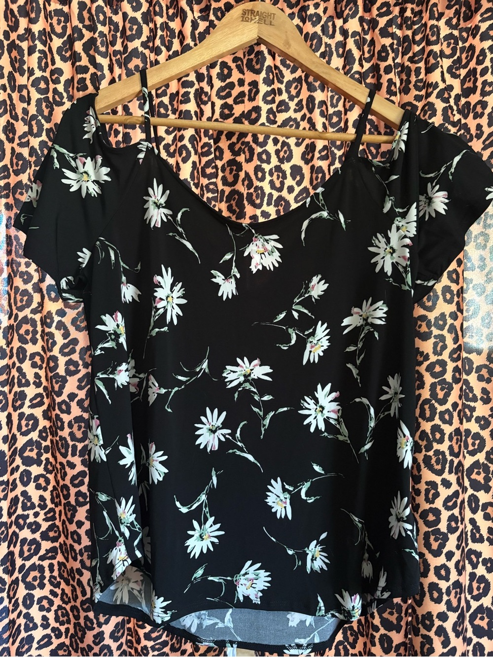 Kaileigh Black Floral Cold-Shoulder Camisole